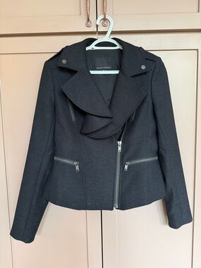 Banana Republic Black Asymmetrical Zip Blazer Jacket (6)
